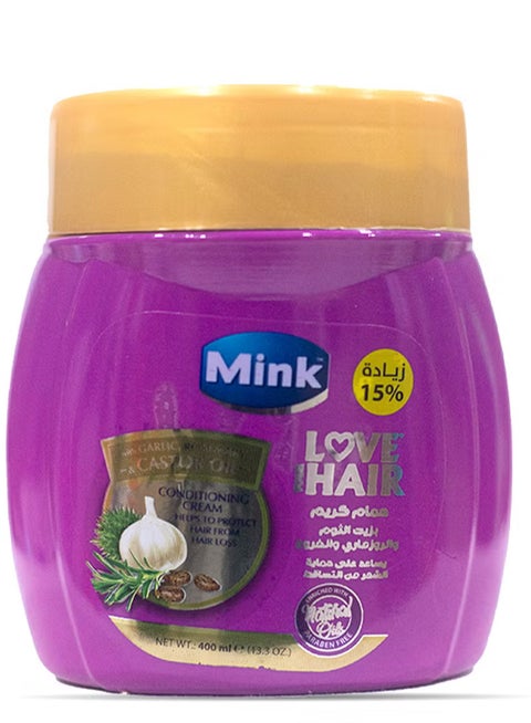 مينك حمام كريم للشعر بالثوم وإكليل الجبل وزيت الخروع - 400 مل