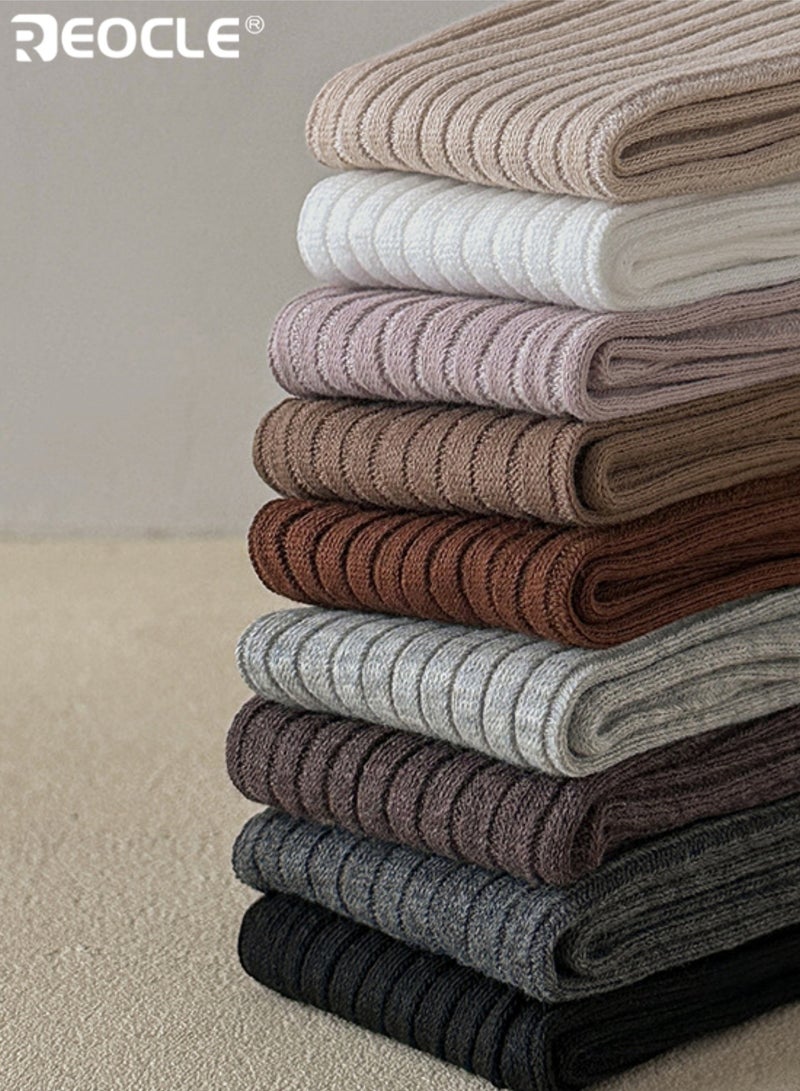 REOCLE Girl's Base Layer Leggings with Lace Trim and Vertical Stripe Design Stretch Ankle Pants with Soft Comfort for Casual Wear - Image 5