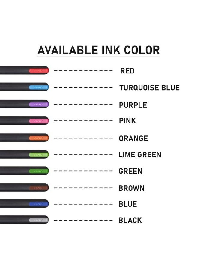 Pentonic Pentonic 1.0mm Ball Pen Blister Pack | Grey Body | Pink,Green,Orange,Brown,Lime Green,Purple,Turquoise Blue,Blue,Grey,Red Ink | Set of 10 Pens  - Image 5
