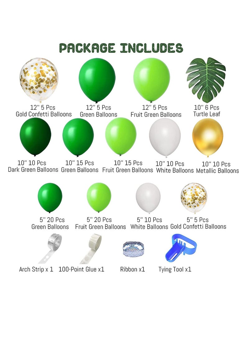 Excefore Jungle Party Balloons Garland Arch Kit, 135Pcs Gold Lime Green Balloons with Artificial Tropical Palm Leaves for Dinosaur Safari Party Decorations Birthday Party Supplies, Birthday Hawaiian Decor - Image 3