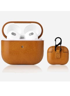 Leather Smooth Texture Protective Case Cover with Buckle For AirPods 3 Brown