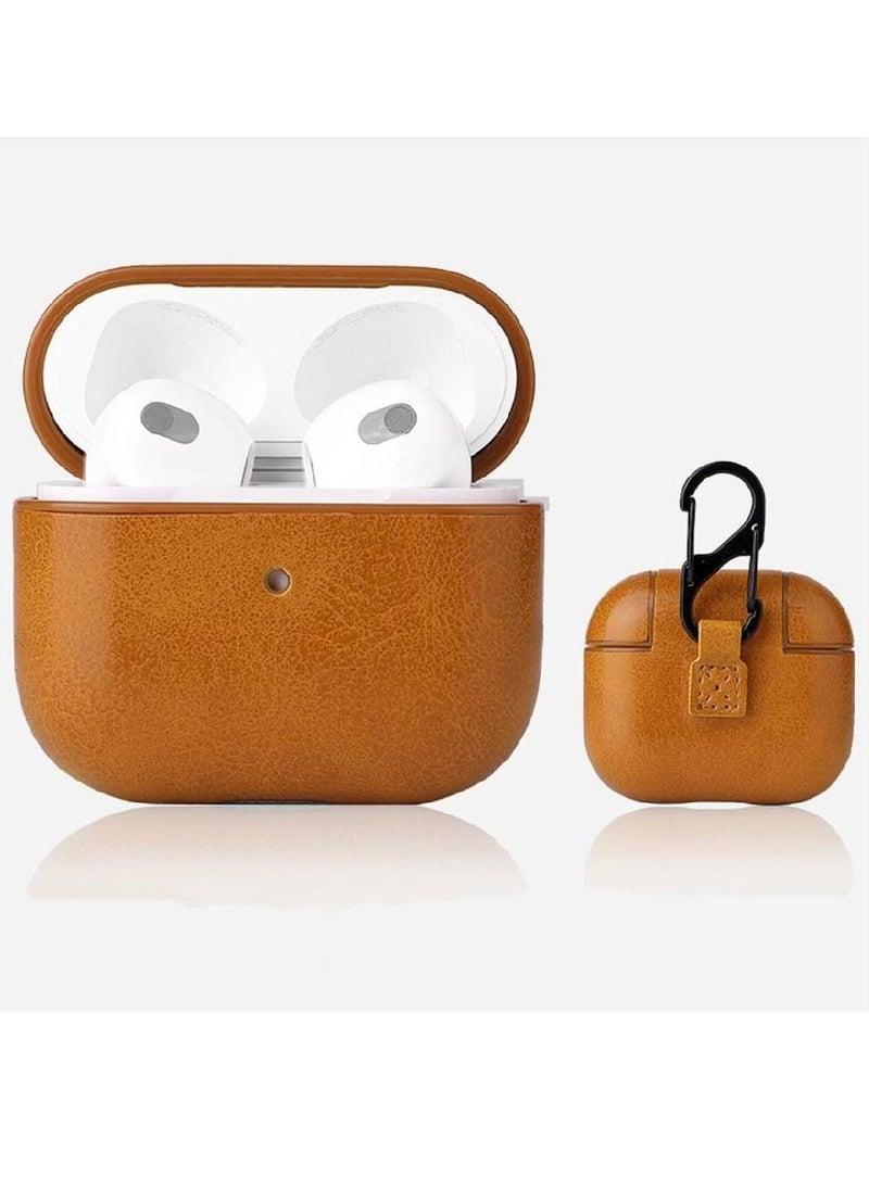 GENNEXT - Leather Smooth Texture Protective Case Cover with Buckle For AirPods 3 Brown - Image 1