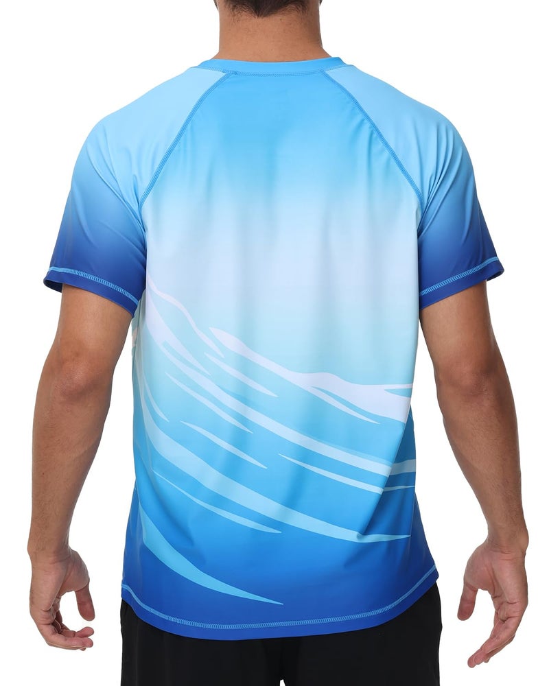 VAYAGER Men's Swim Shirts Rash Guard UPF 50+ T Shirts Quick Dry Loose Fit Water Surfing Shirt(Blue XXL) - Image 2