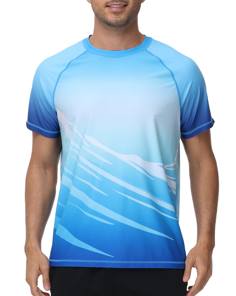 VAYAGER Men's Swim Shirts Rash Guard UPF 50+ T Shirts Quick Dry Loose Fit Water Surfing Shirt(Blue XXL) - Image 1