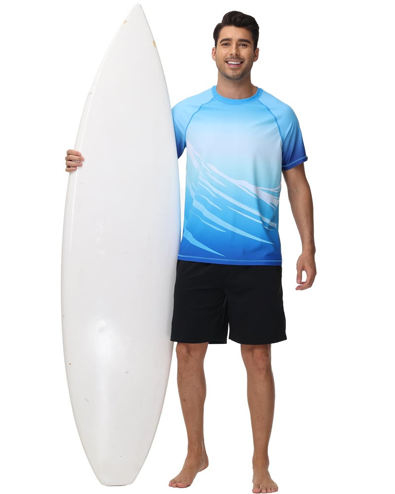 VAYAGER Men's Swim Shirts Rash Guard UPF 50+ T Shirts Quick Dry Loose Fit Water Surfing Shirt(Blue XXL) - Image 5