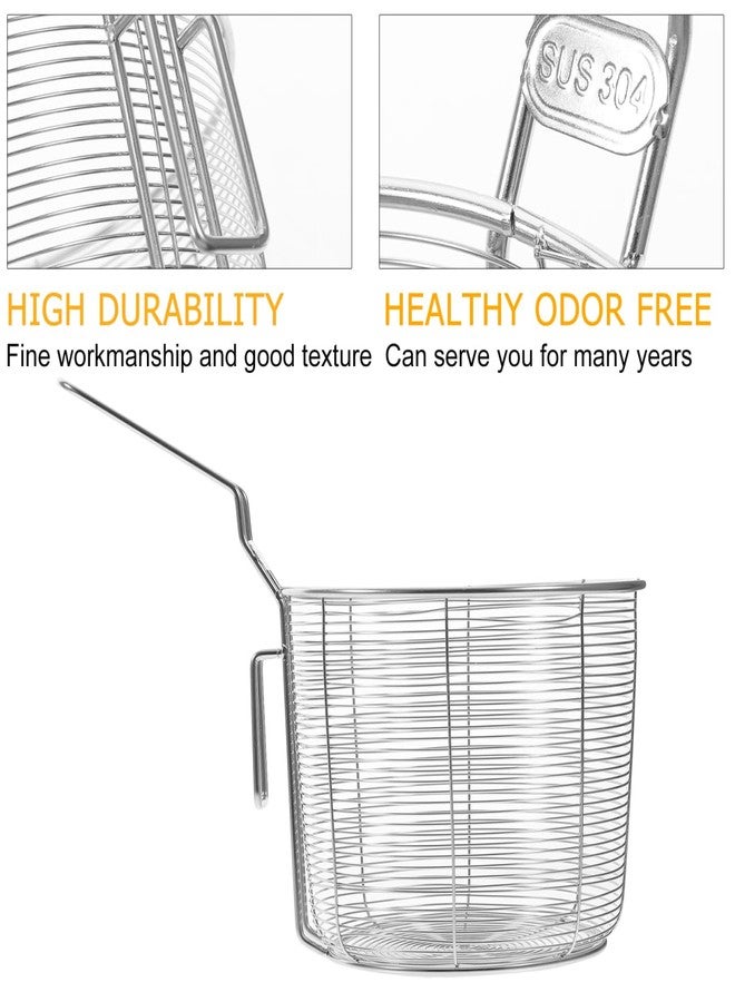 PRETYZOOM Stainless Steel Deep Fry Basket, 4.7'' Round Wire Mesh Pasta Strainer Basket with Foldable Handle, Kitchen Frying Colander - Image 5