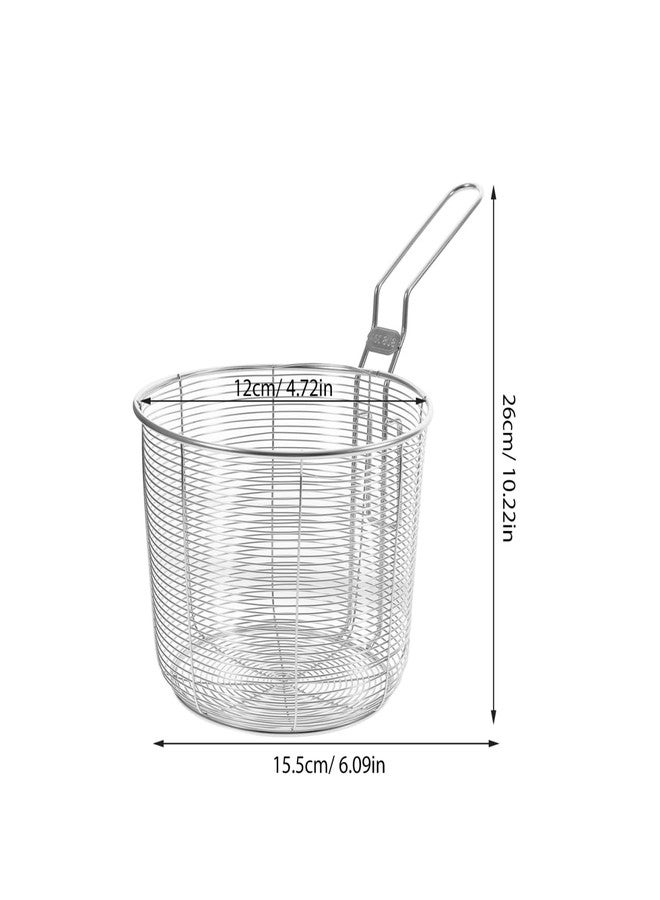 PRETYZOOM Stainless Steel Deep Fry Basket, 4.7'' Round Wire Mesh Pasta Strainer Basket with Foldable Handle, Kitchen Frying Colander - Image 4