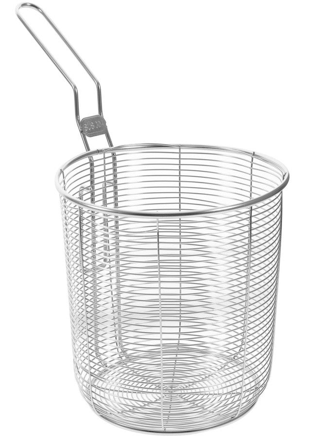 PRETYZOOM Stainless Steel Deep Fry Basket, 4.7'' Round Wire Mesh Pasta Strainer Basket with Foldable Handle, Kitchen Frying Colander - Image 1