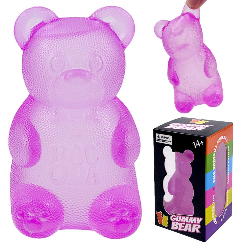 YVBBHE Gummy Bear Sugar Ball Designs Anxiety Relief Focus Toy Maltose Filled Squeeze Toys for Sensory PlaySensory Fidget Toys for Adults Kids Slow Rising Squishy Stress Ball Purple - Image 3