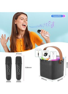 General Portable Karaoke Machine, Professional Karaoke Machine with Portable Bluetooth Speaker and 2 Wireless Microphones, Support TF Card, AUX, Kids USB, Adult  - Image 2