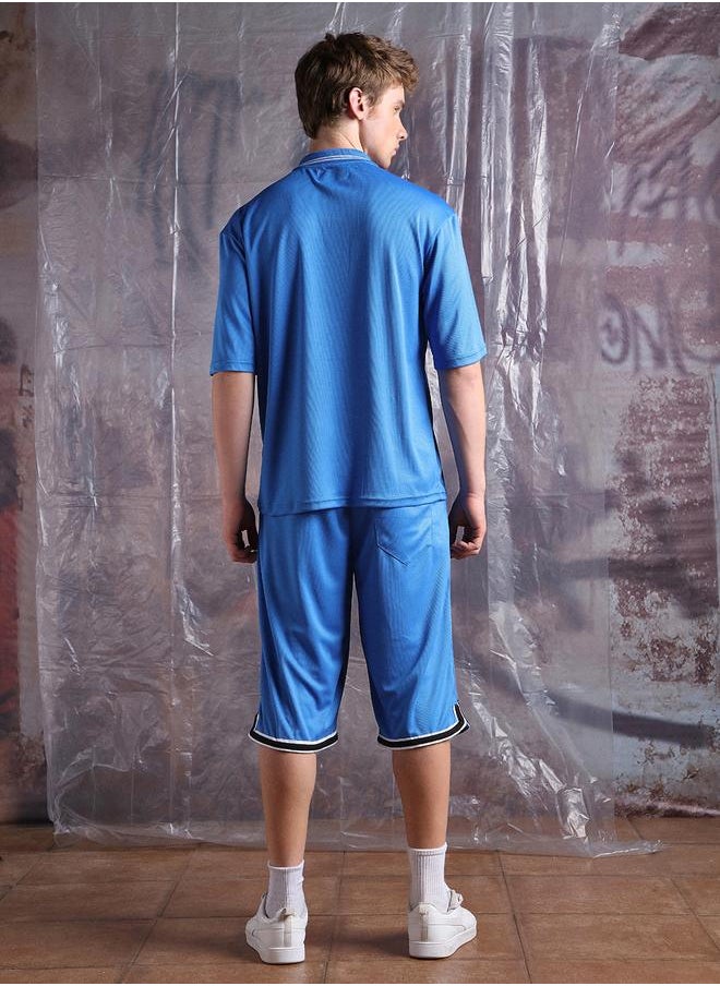 Hubberholme Men Streetletics Printed T-Shirt & Shorts Oversized fit Mesh Co-ord Set  - Image 3