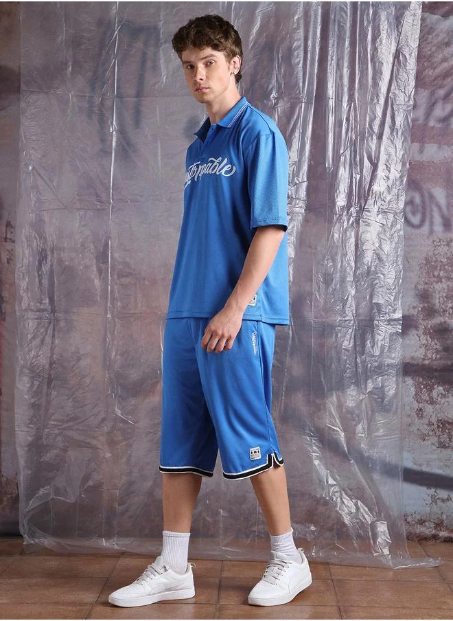 هوبرهولمي Men Streetletics Printed T-Shirt & Shorts Oversized fit Mesh Co-ord Set