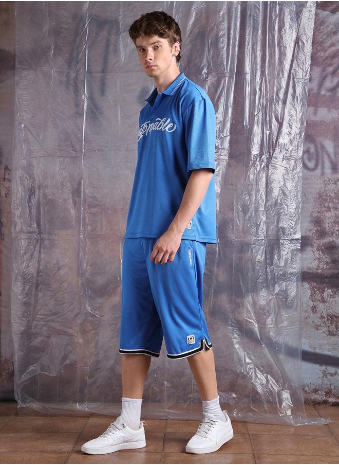 Hubberholme Men Streetletics Printed T-Shirt & Shorts Oversized fit Mesh Co-ord Set  - Image 2