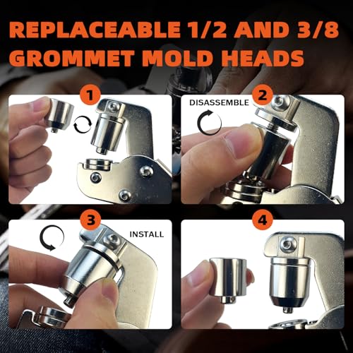 Hapden Heavy-Duty Grommet kit (3/8 and 1/2) Includes a Bag, 200 10 mm Grommets and 200 12 mm Grommets. Eyelet and Grommet Tool kit for DIY Tarp Ring Repair and Installation. - Image 4