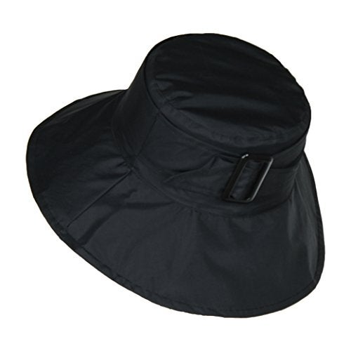 FLH Black Packable Bucket Rain Hat w/ Buckle, 3.5 inch Wide Brim - Image 5