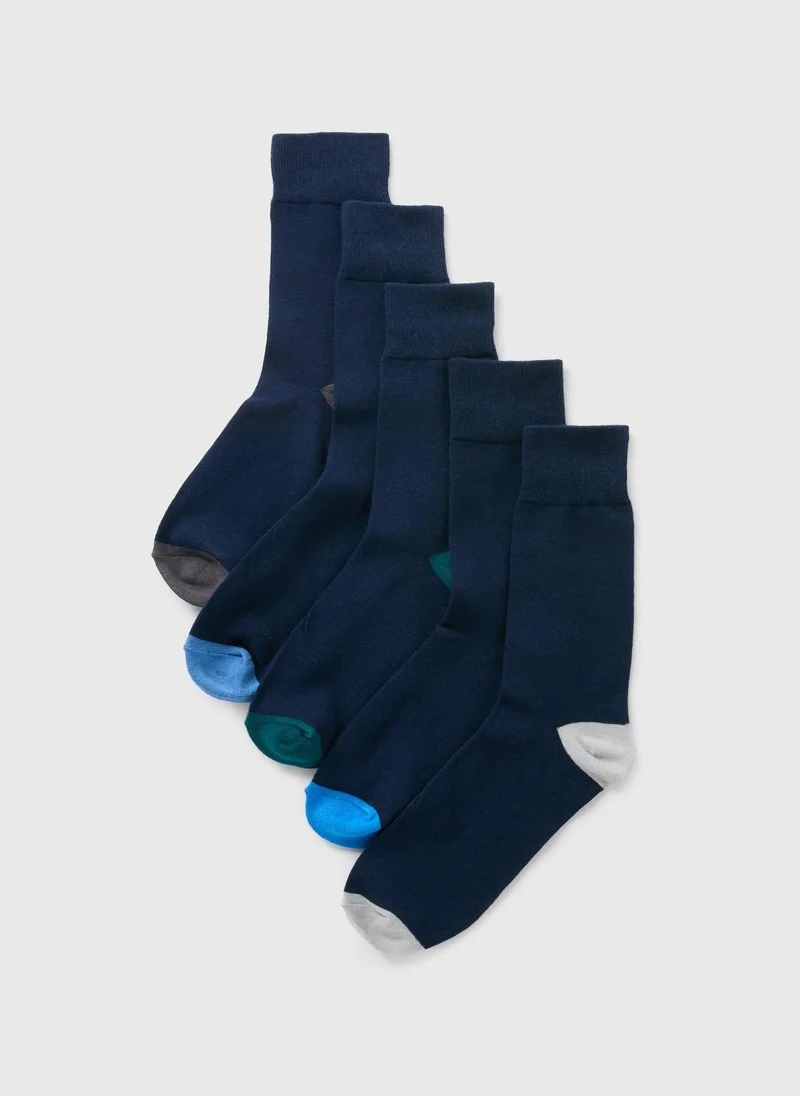 Matalan 5 Pack Navy Coloured Toe Socks