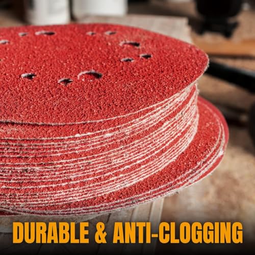 POWERTEC 60 Grit, 25 PK, 6 Inch Sanding Discs – Hook and Loop, 6-Hole Aluminum Oxide Orbital Sander Pads, Woodworking & Paint Round Sandpaper for Random Orbital, Air, Pneumatic & DA Sanders (45206) - Image 5