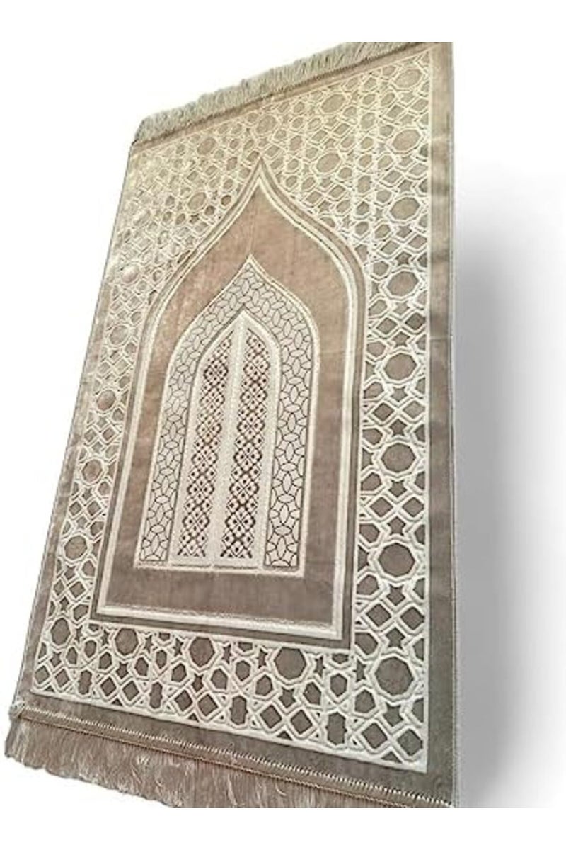 Turkish velvet prayer mat with a smart eagle design and prayer dress, a gift for Umrah, embroidered - Image 2