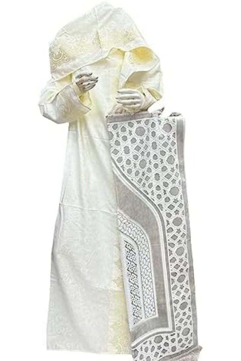 Turkish velvet prayer mat with a smart eagle design and prayer dress, a gift for Umrah, embroidered - Image 1