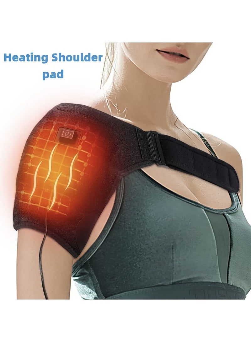 AROAQ Unisex Adjustable USB Heated Shoulder Brace, Solid Color Polyester Electric Heating Pad with One-Key Control  - Image 2