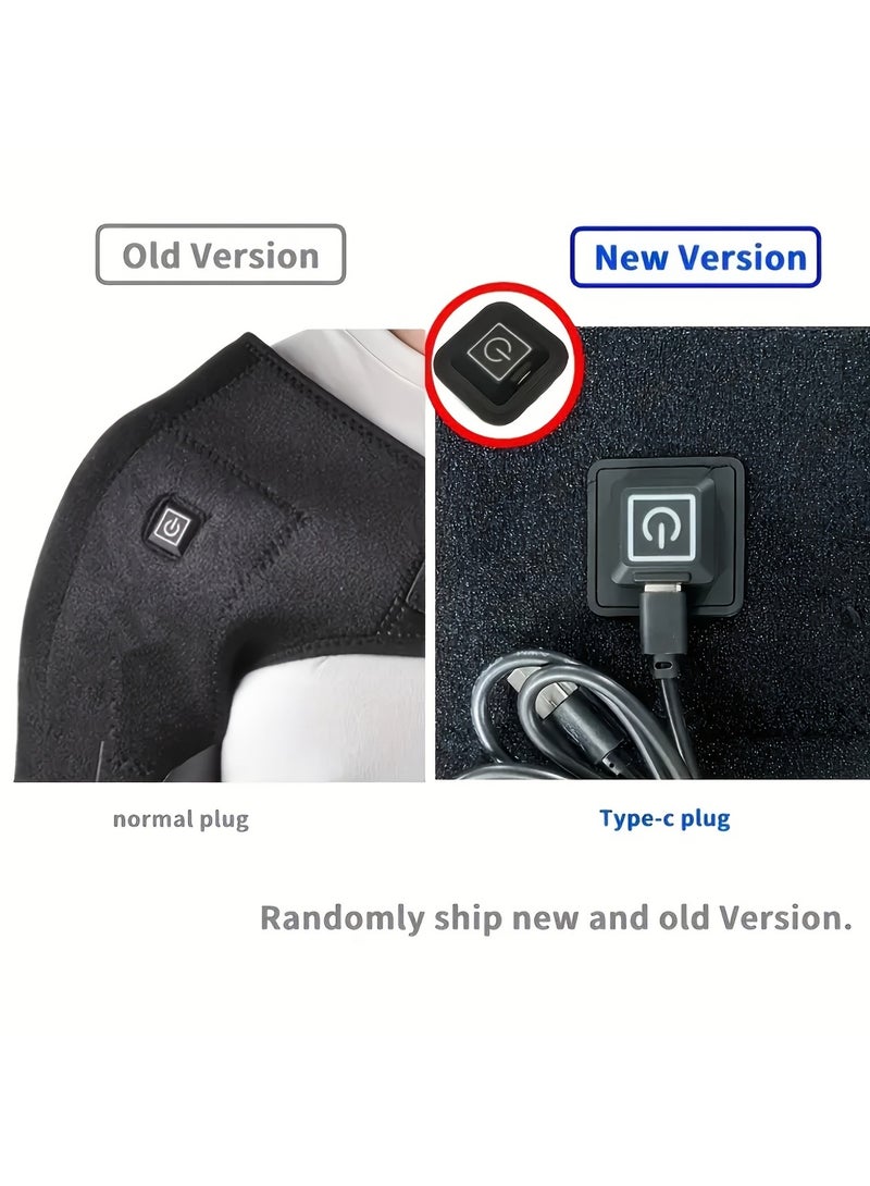 AROAQ Unisex Adjustable USB Heated Shoulder Brace, Solid Color Polyester Electric Heating Pad with One-Key Control  - Image 3