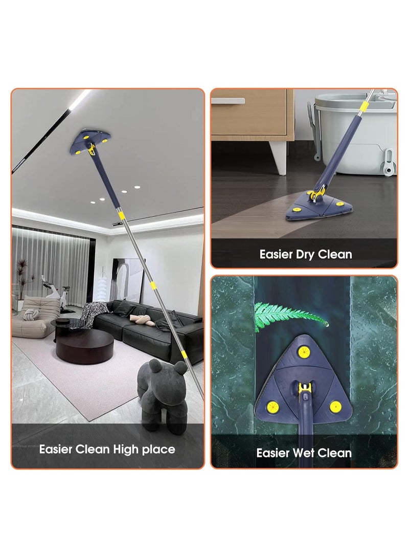 ELTRAZONE Rotatable Adjustable Cleaning Mop, 85 Inch Long Handle 360° Triangle Baseboard Wall Cleaner with Extension Pole 40" to 85", 4 Washable Mop Pads  - Image 5