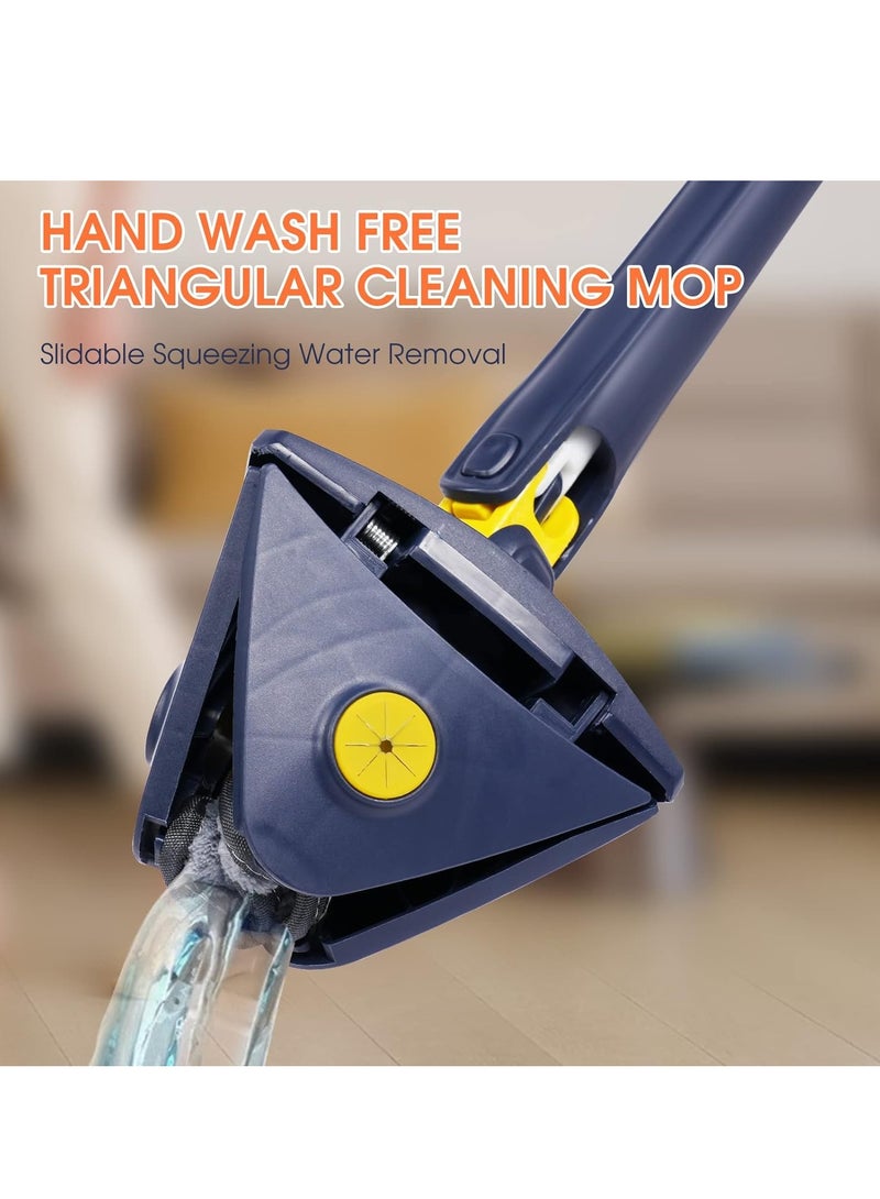 ELTRAZONE Rotatable Adjustable Cleaning Mop, 85 Inch Long Handle 360° Triangle Baseboard Wall Cleaner with Extension Pole 40" to 85", 4 Washable Mop Pads  - Image 2