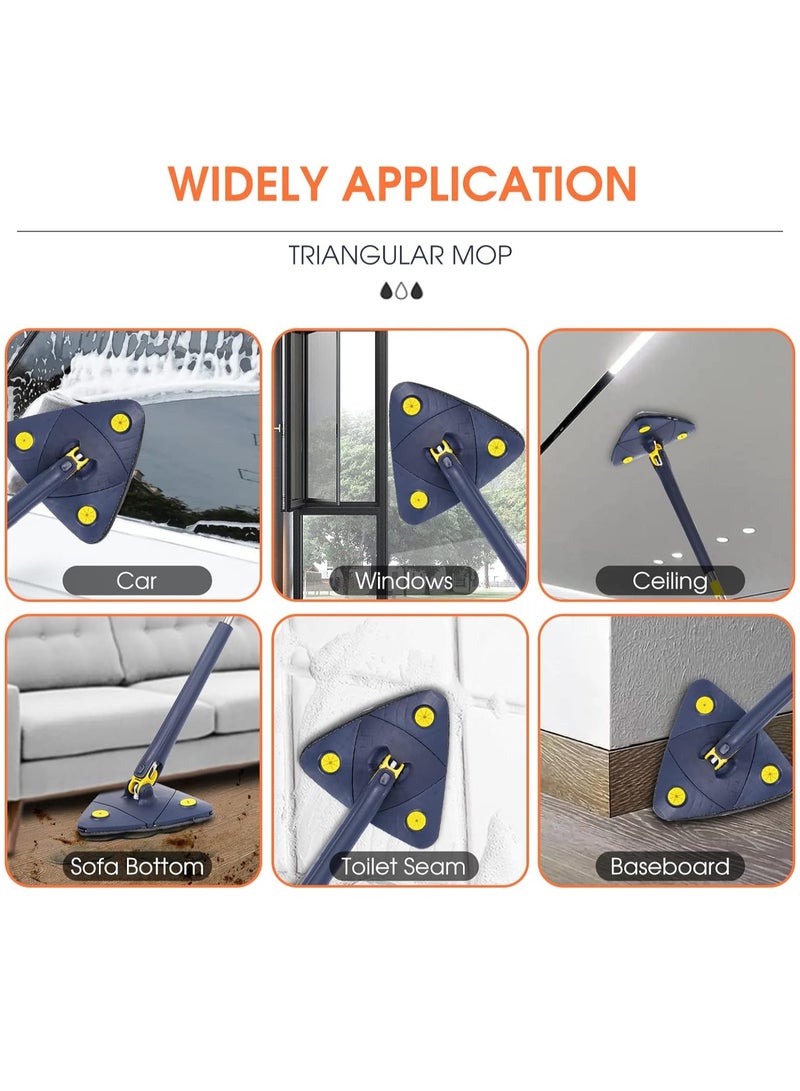 ELTRAZONE Rotatable Adjustable Cleaning Mop, 85 Inch Long Handle 360° Triangle Baseboard Wall Cleaner with Extension Pole 40" to 85", 4 Washable Mop Pads  - Image 4