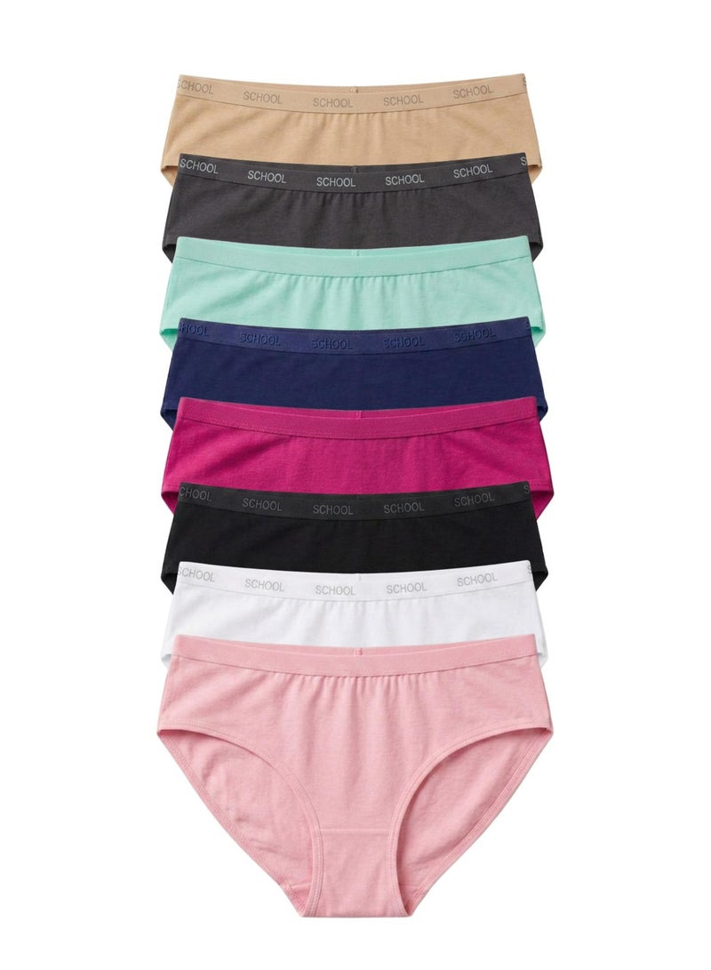 School Pack of 8 Women's Cotton Brief Panties Underwear - Image 1