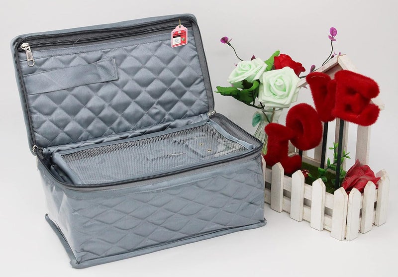 Luces Satin Makeup Jewellery Organizer Locker Box Set for Women and Girls for Necklaces Earring Ring Chains Case Cosmetic Travel Storage Gift Bag - Image 3