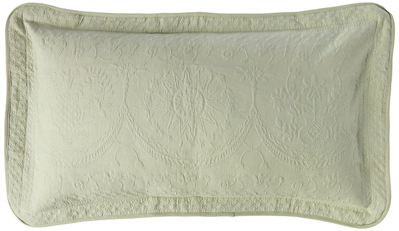 Historic Charleston King Charles Modern Farmhouse Floral Matelasse Decorative Pillowcase, 100% Cotton Breathable Bedding, King Sham (20" x 36"), Sage - Image 1