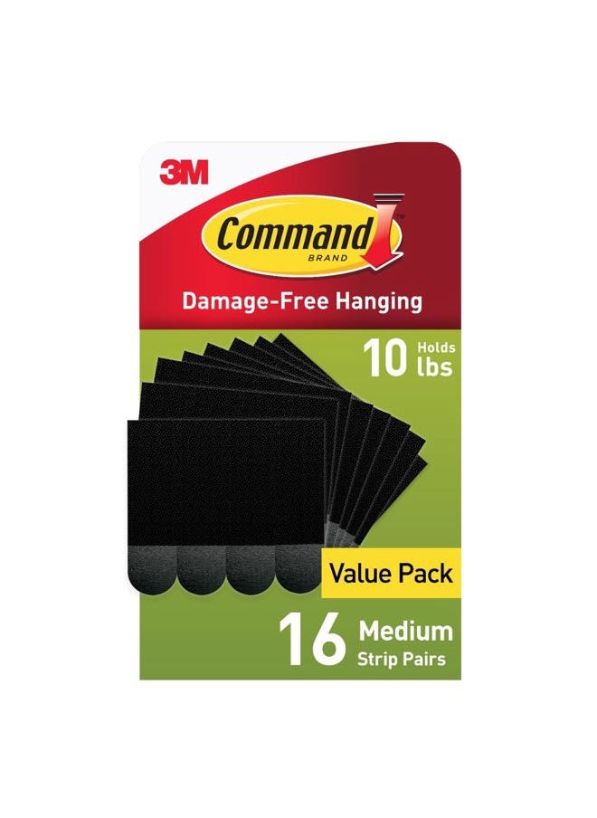 Command Medium Picture Hanging Strips, Damage Free Hanging Picture Hangers, No Tools Wall Hanging Strips for Living Spaces, 16 Black Adhesive Strip Pairs(32 Command Strips)  - Image 1
