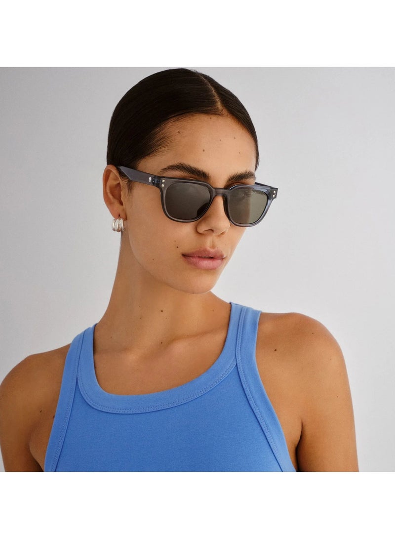 Solarized RIVET SQUARE Sunglasses in STEEL BLUE – Modern Square Frame UV400 Shades, ightweight Stylish Eyewear with Vintage Rivet Detail, Dailywear Sunglasses - Image 4