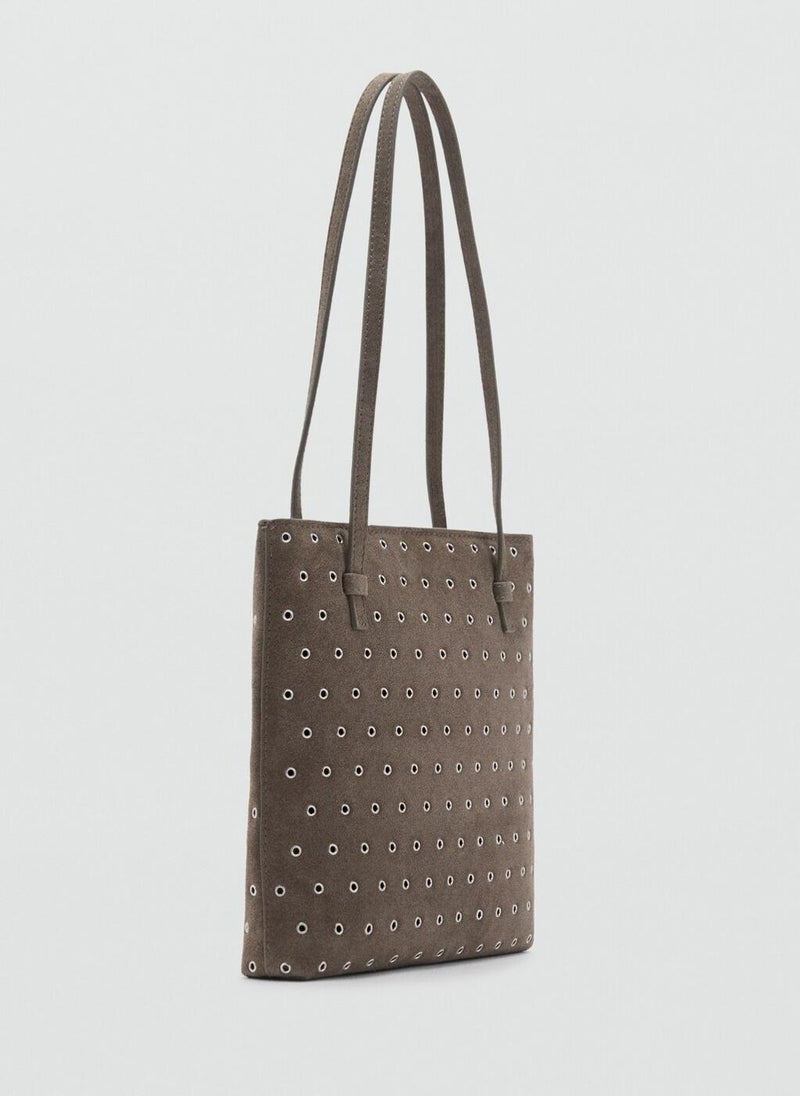 MANGO Die-Cut Leather Shopper Bag  - Image 2