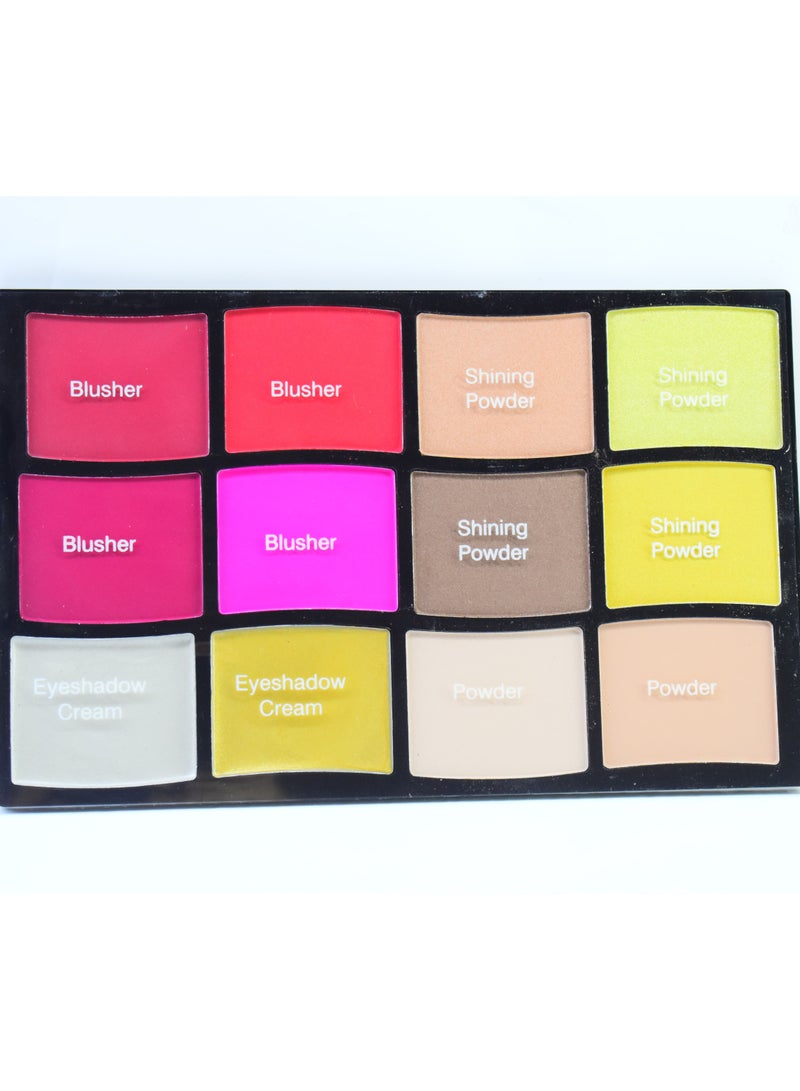 ألوان بودرة خدود وكونتور من 12 لونا متعدد الألوان