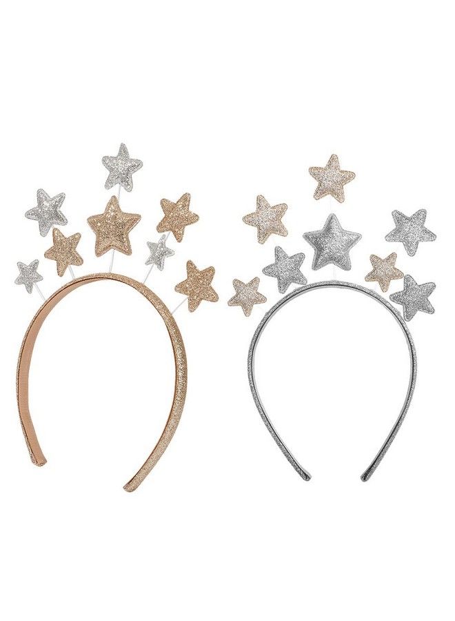 Beaupretty 2Pcs Glitter Star Headband Stars Hair Bands Head Bopper Elastic Hair Hoop For Women Girls Party Hair Decor Accessories - Image 2