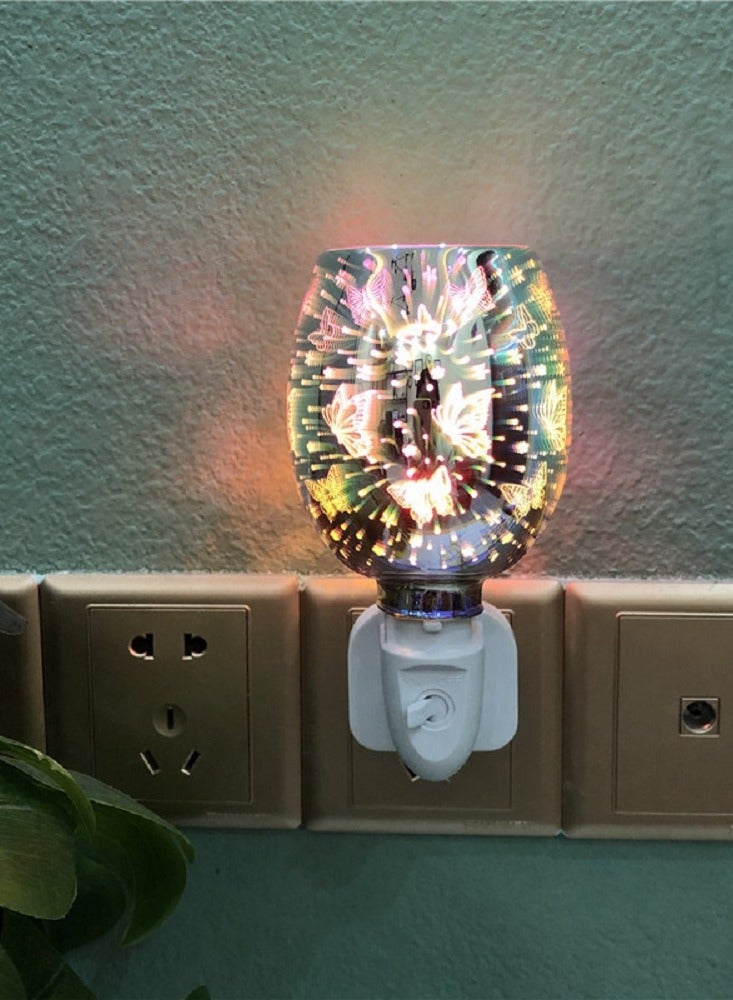 إضاءة عطرية قابلة للتوصيل، مصباح صهر الشمع بدون لهيب بتأثير الفراشة ثلاثي الأبعاد، ضوء ليلي بزخارف فراشة - Image 5