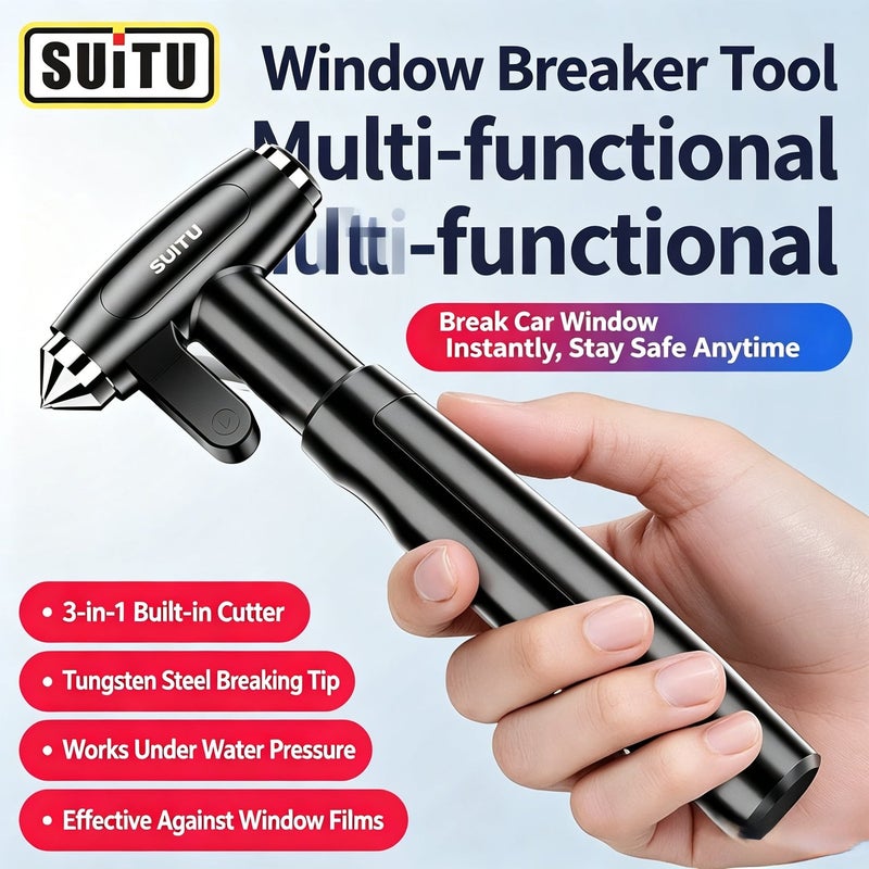 Car Emergency Hammer 4-in-1 Escape Tool with Window Breaker and Seatbelt Cutter - Image 1
