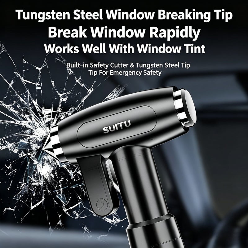 Car Emergency Hammer 4-in-1 Escape Tool with Window Breaker and Seatbelt Cutter - Image 2