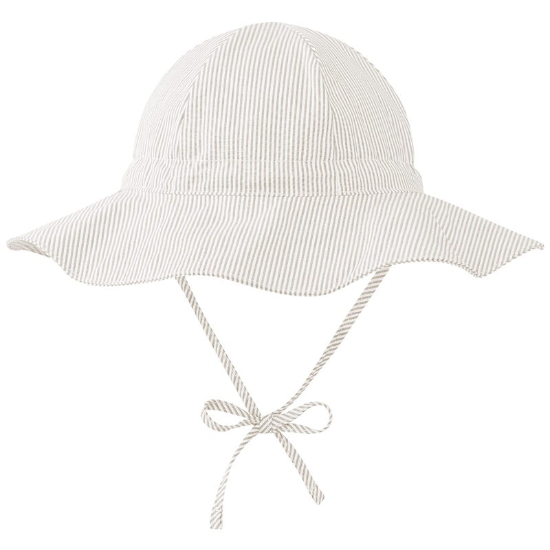 Zando Sun Hat Infant Wide Brim Beach Hat UPF 50+ Toddler Caps for Boys Girls Baby Bucket Hat Beige 0-6 Months - Image 1