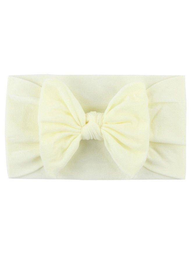 Syga Baby Girls Nylon Headbands Hairbands Hair Accessories Soft Comfortable Bow Headband Elastic Newborn Infant Toddlers Kids 0 6 Years Beige - Image 2