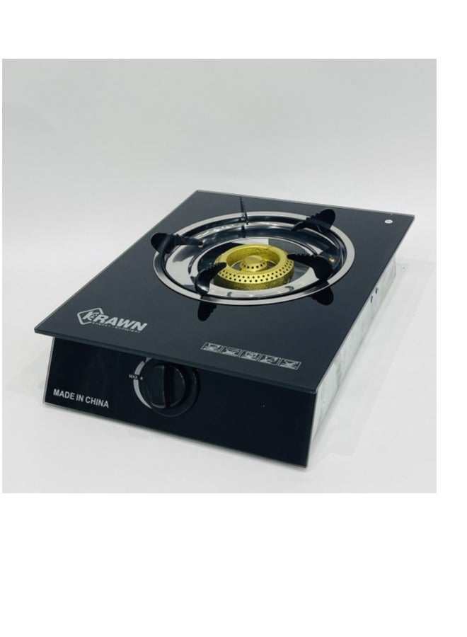 KRAWN SHINEBEST 2-Burner Gas Stove with Auto Ignition – Tempered Glass Top, Whirlwind Burners 1 4344 Black - Image 2