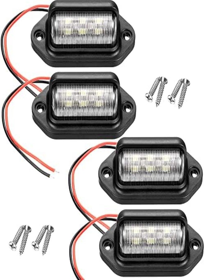 Mudder 4 Pieces 12V 6 LED License Plate Light Waterproof License Plate Lamp Taillight for Truck SUV Trailer Van RV Trucks and Boats License Tags (Black) - Image 1