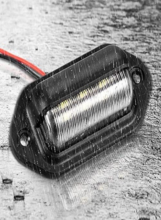 Mudder 4 Pieces 12V 6 LED License Plate Light Waterproof License Plate Lamp Taillight for Truck SUV Trailer Van RV Trucks and Boats License Tags (Black) - Image 2