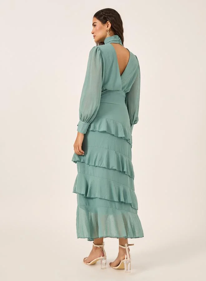 Styli Ruffled Chiffon Dress