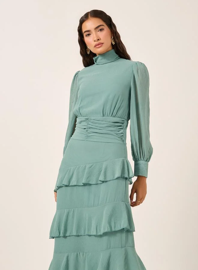 Styli Ruffled Chiffon Dress