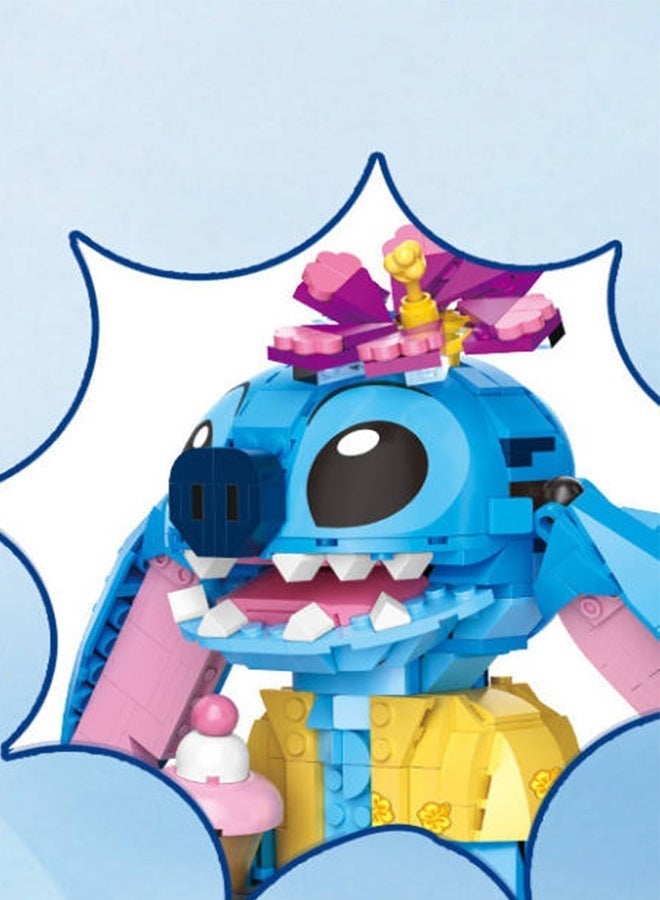 Halamodo 744Pcs Stitch Building Block Kit, Stitch Building Set Boy Girl Puzzle Assembly Educational Toy, Movable Ears Design, Birthday Gift for Girls Boys, 18.5x19 cm - Image 4