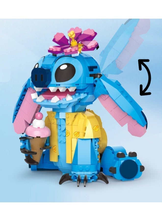 Halamodo 744Pcs Stitch Building Block Kit, Stitch Building Set Boy Girl Puzzle Assembly Educational Toy, Movable Ears Design, Birthday Gift for Girls Boys, 18.5x19 cm - Image 3