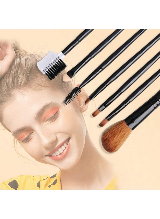 NESA 7 Pcs Make Brush Kit with Sleek Pouch + Makeup Sponge (Gold) - Image 3