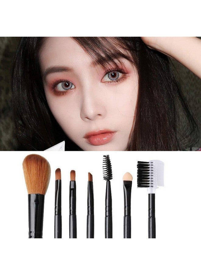 NESA 7 Pcs Make Brush Kit with Sleek Pouch + Makeup Sponge (Gold) - Image 2